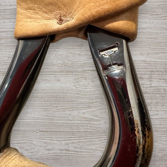 H by Halston Heritage Embossed Leather Pleated Hobo Shoulder Bag Black Tan Purse - Picture 13 of 16